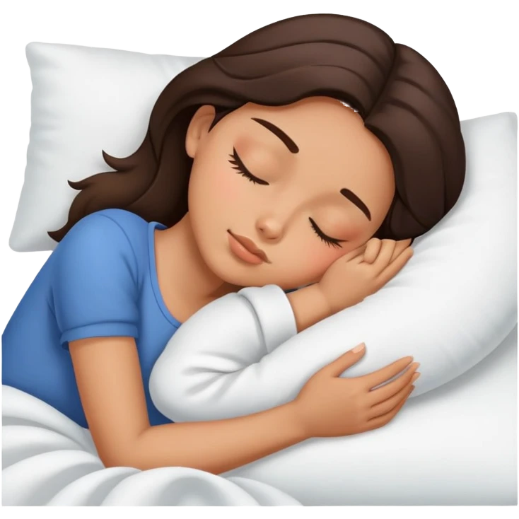 Brunette girl sleeping with both hands on her cheek  emoji