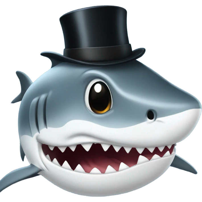 Shark with a top hat emoji