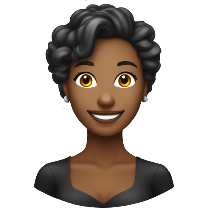 une belle femme d'affaire noir ayant un très beau sourire avec des cheveux longs emoji