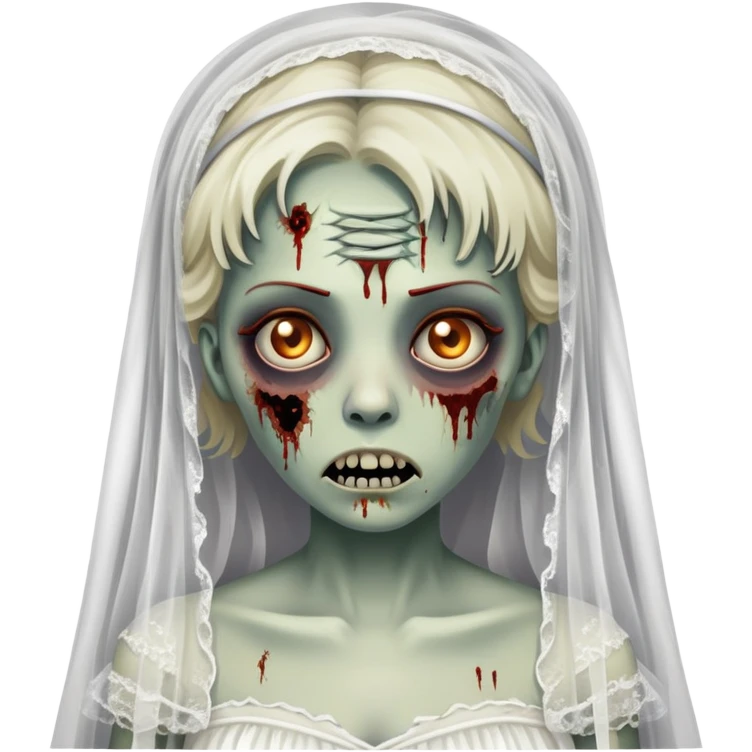 zombie bride with wedding veil and tattered white dress emoji