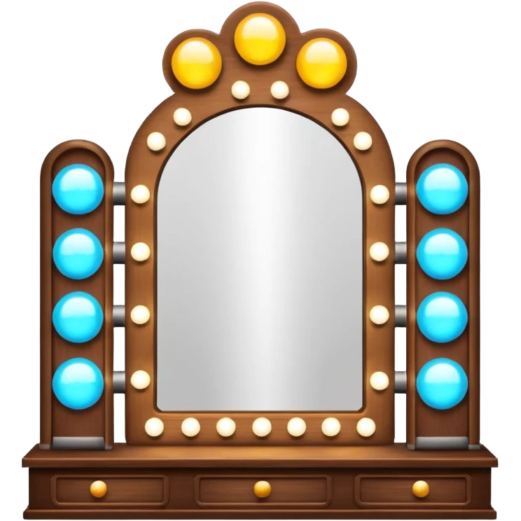 Mirror theater in wood with light bulbs  emoji