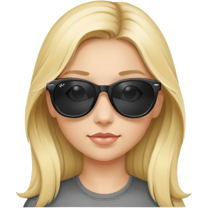 blonde girl long hair with black ray ban sunglasses emoji