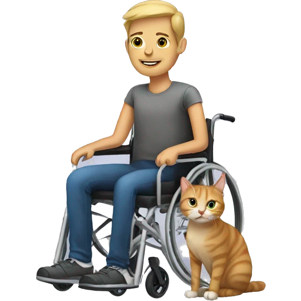 person in a wheelchair with a cat emoji