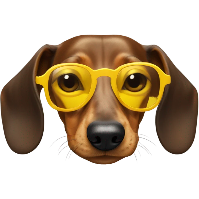 daschunds head wearing yellow sunglasses emoji