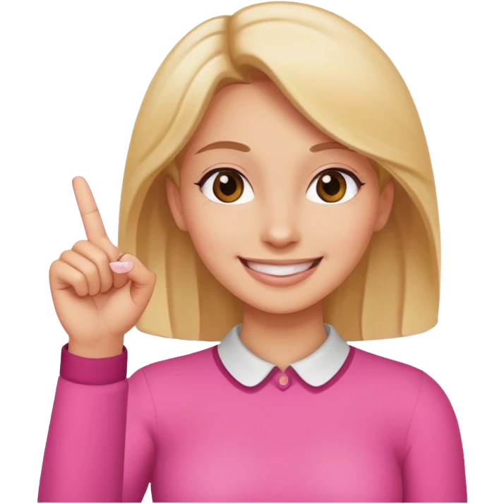 woman holding up her pinky finger while smiling emoji