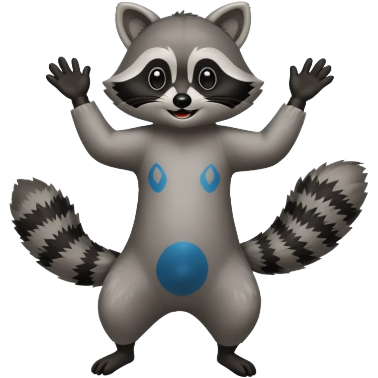a full body raccoon celebrating / dancing  emoji