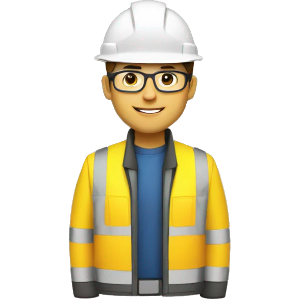 engineer wearing a yellow reflectorize jacket and construction hard hat  emoji