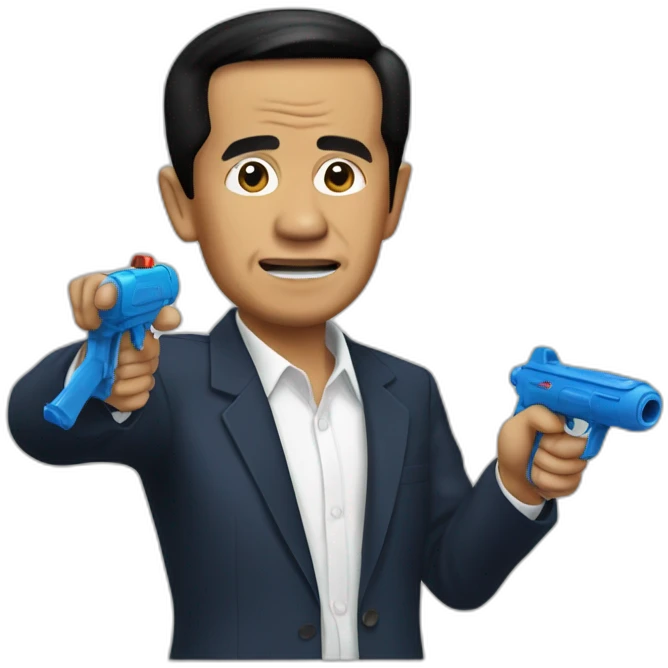 Jokowi pointing water gun emoji