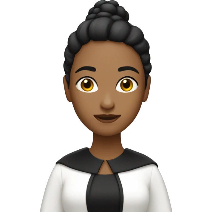 Mujer blanca con un vestido negro y cabello corto , con capa emoji