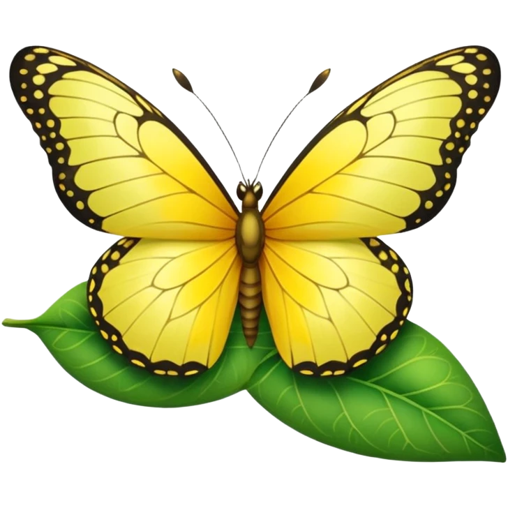 yellow butterfly on leaf emoji