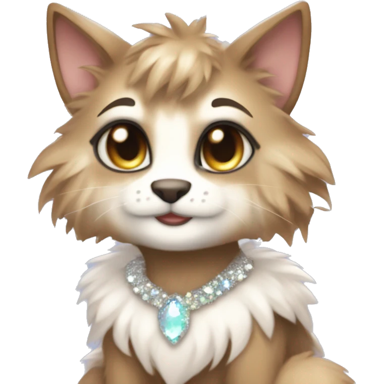 Furry, sparkle, iridescent, colorful, pastel, edgy, cool, fantasy beautiful, brown, beige, white, divine, godly, angelic, animal, anthro, full body, fursona, feline emoji