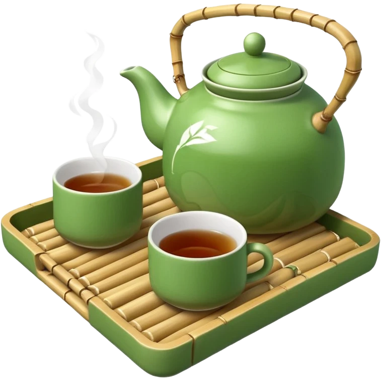 japan bamboo tray with a teapot and cup emoji
