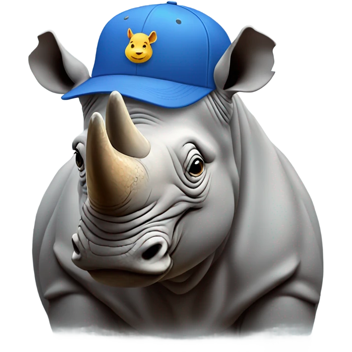 rhino with a cap emoji