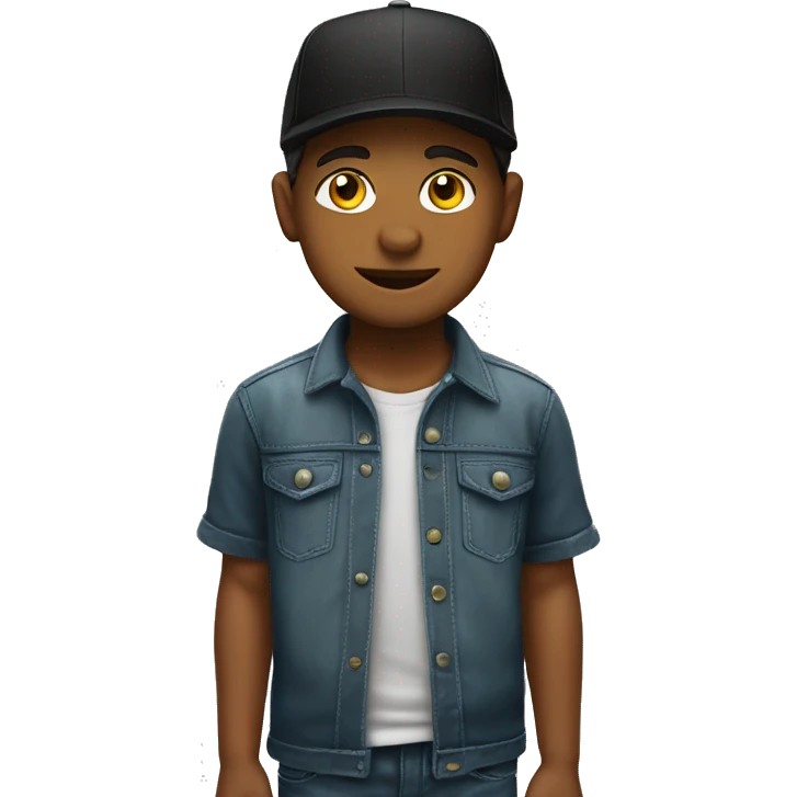 niño gorra y camisa negra emoji