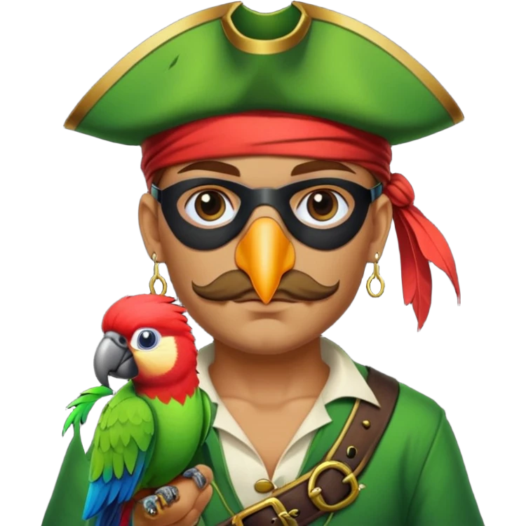 pirate with eye patch and parrot emoji