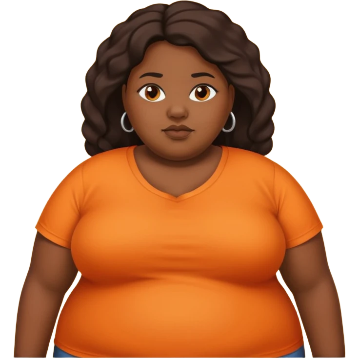 obese black woman with orange shirt emoji