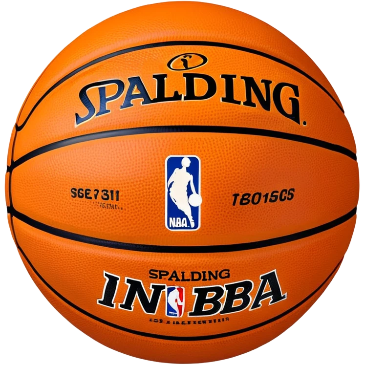 Minimalist basketball with Spalding and NBA logos, orange with black lines emoji