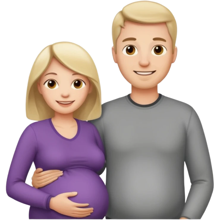I want a couple. Only the wife is pregnant. There is only one pregnant women. Both the husband hand wife family are stand behind them. There is No kids emoji