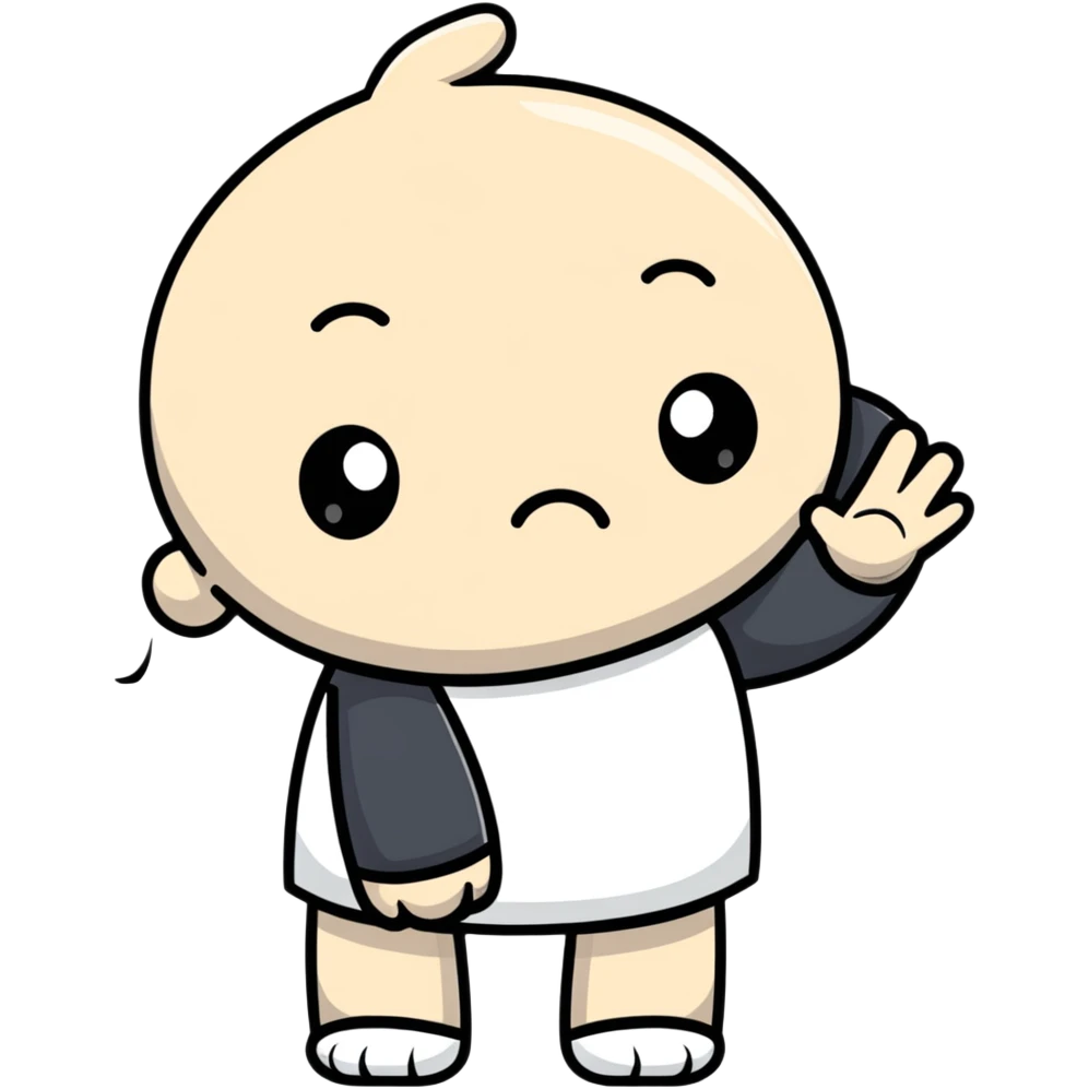 sad character with tear waving farewell emoji