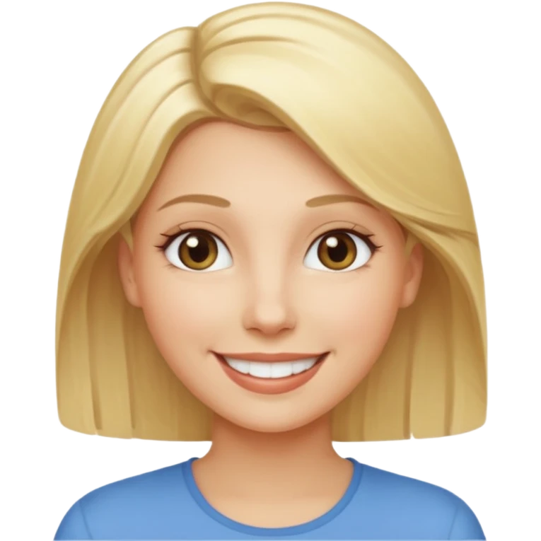A woman has blonde hair with a smile emoji