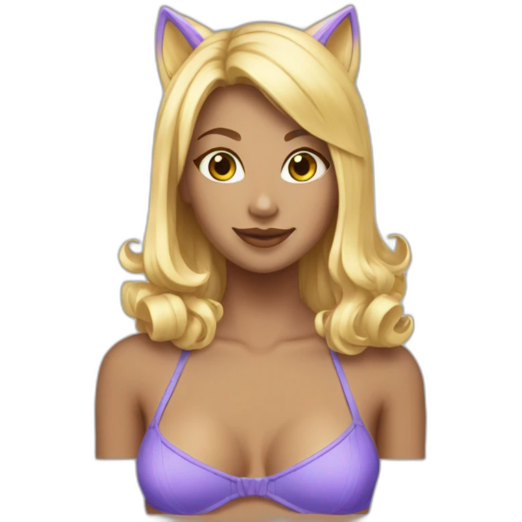 hot catgirl blonde swim suit emoji