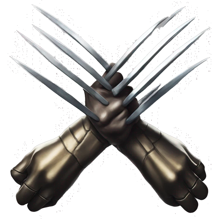 "Three sharp, metallic claws extending from a fist like wolverine from marvel emoji