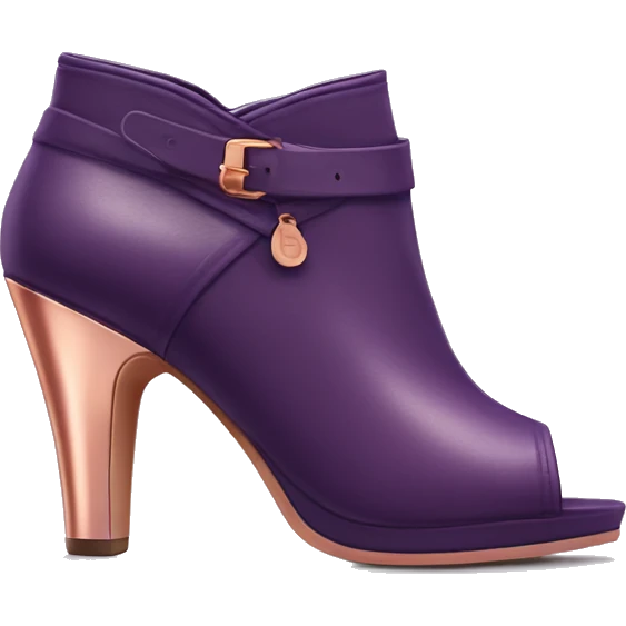 Realistic Isolated pair of dark purple to light purple with rose gold front facing peep toe ankle bootie boots.  emoji
