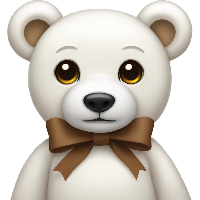 White teddy bear with brown bow emoji