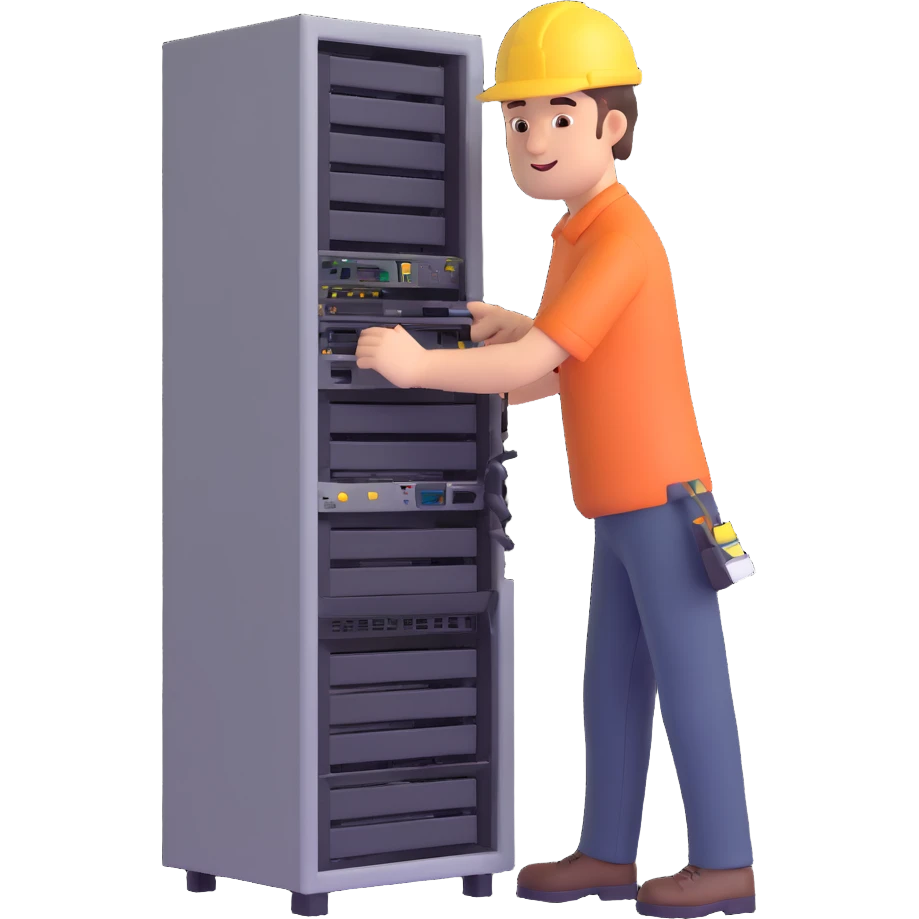 An man fixing company servers emoji