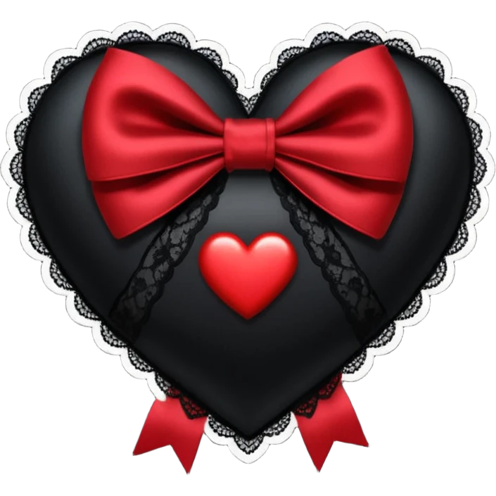 heart with a bow, goth emoji