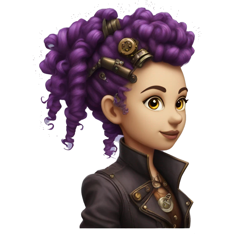 Photorealistic steampunk profile mohawkpurple  curl Caucasia girl emoji