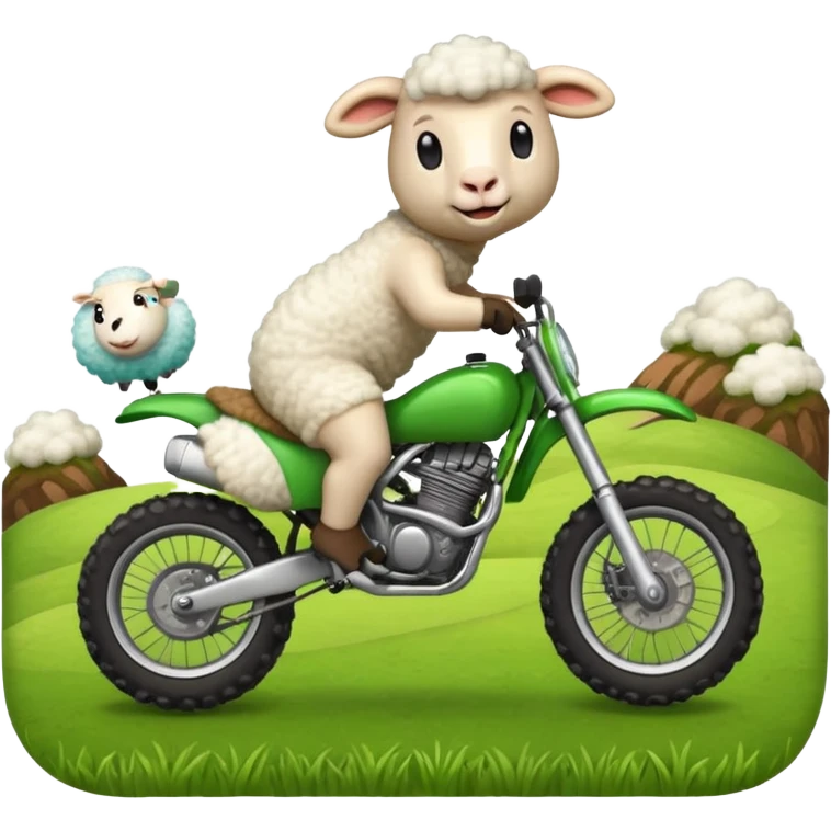 cartoon sheep on a dirt bike jumping emoji