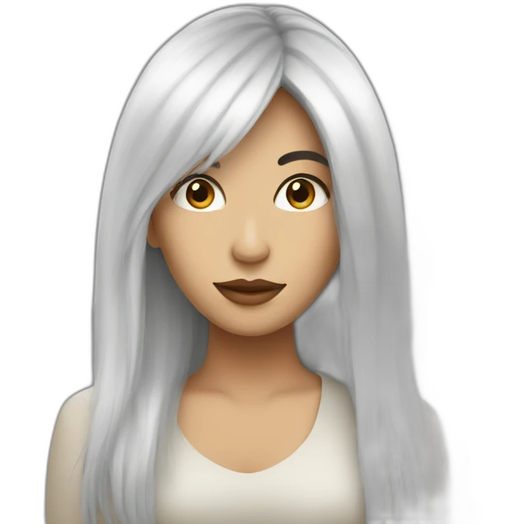 latin white women with long black hair with fringe emoji