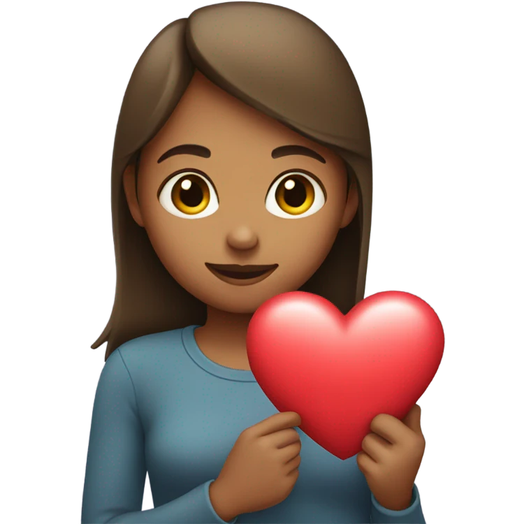 Girl holding a heart at her chest emoji