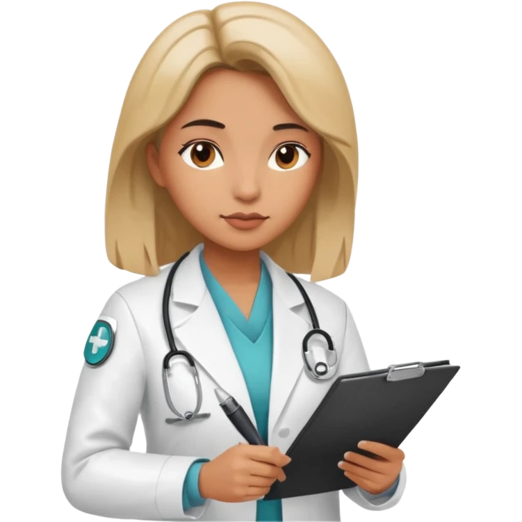 woman medic signing contract for job emoji