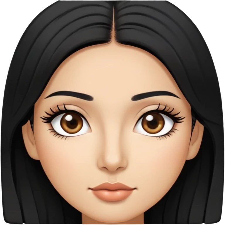 Persian and Korean multiracial woman, with black hair, long eyelashes, and tan skin, emoji