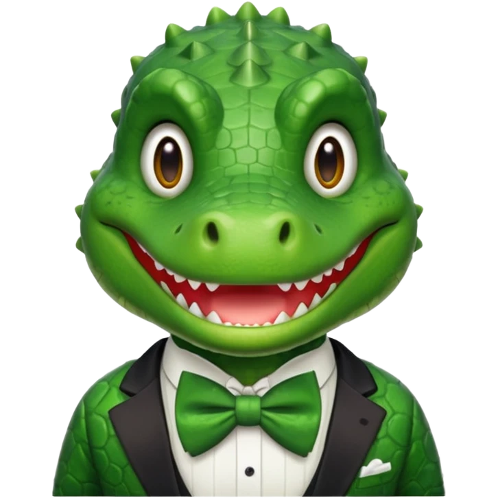 cute crocodile, bow tie emoji