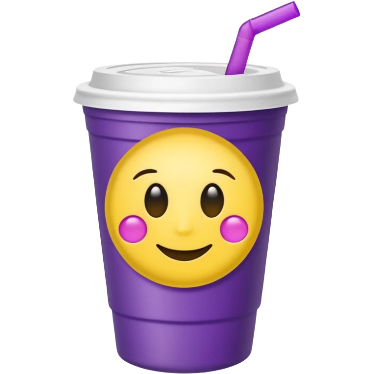  White styro with purple juice inside visible from the top only. Add a yellow emoji face that os holding the cup emoji