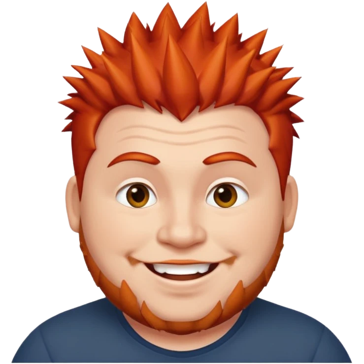 fat spiky haired happy man, red haired emoji