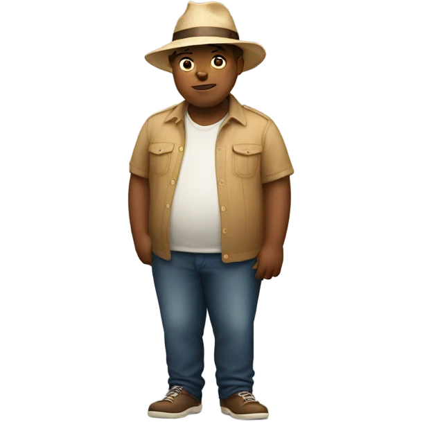 boy in hat standing tall and extremely fat emoji
