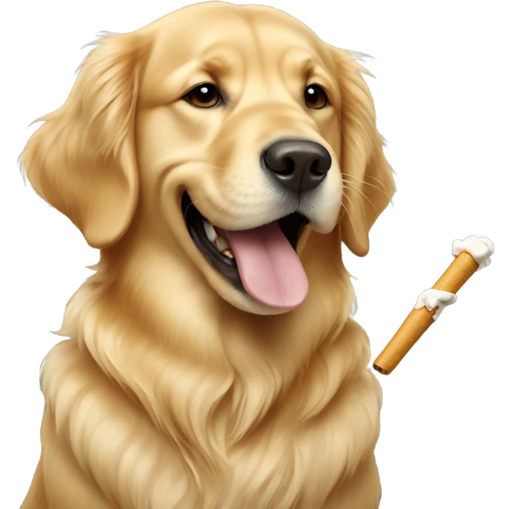 golden retriever with joint in mouth emoji