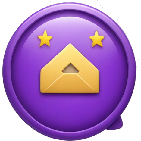 purple badge with checkmark emoji