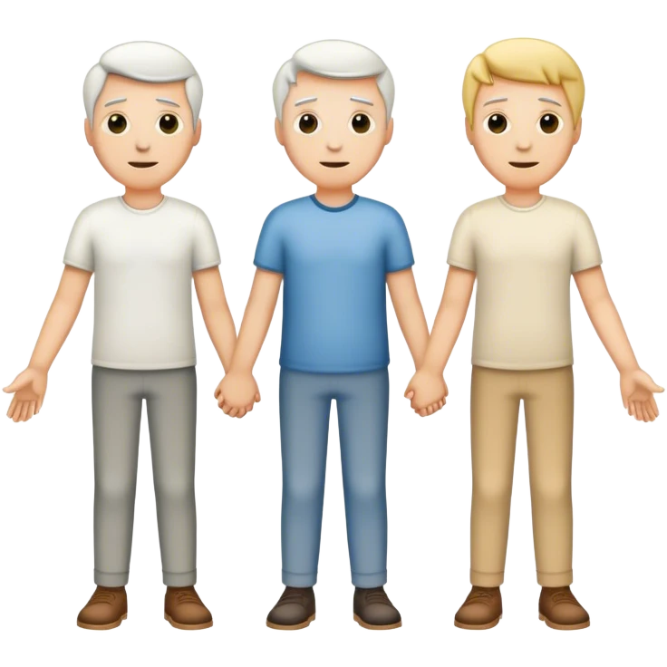 Three white guys holding hands emoji