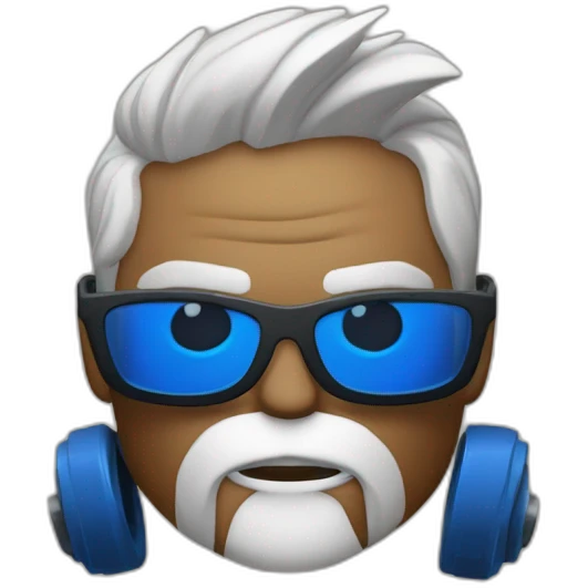 homme chauve avec des lunette bleuequi fait du crossfit emoji