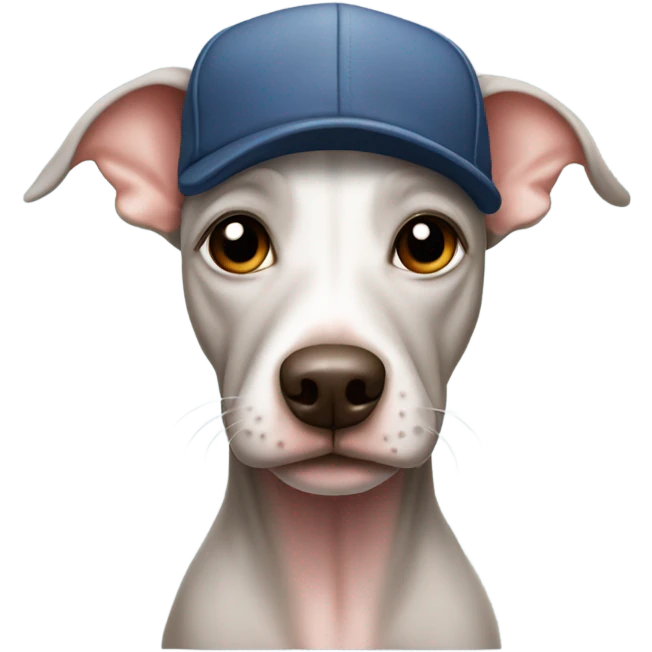 American Hairless Terrier with cap emoji