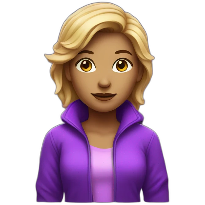 A neon purple themed female character emoji