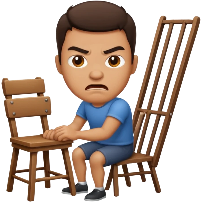 Angry man holding a chair emoji