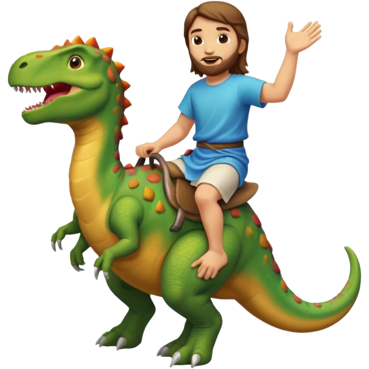 Jesus riding a Dinosaur emoji