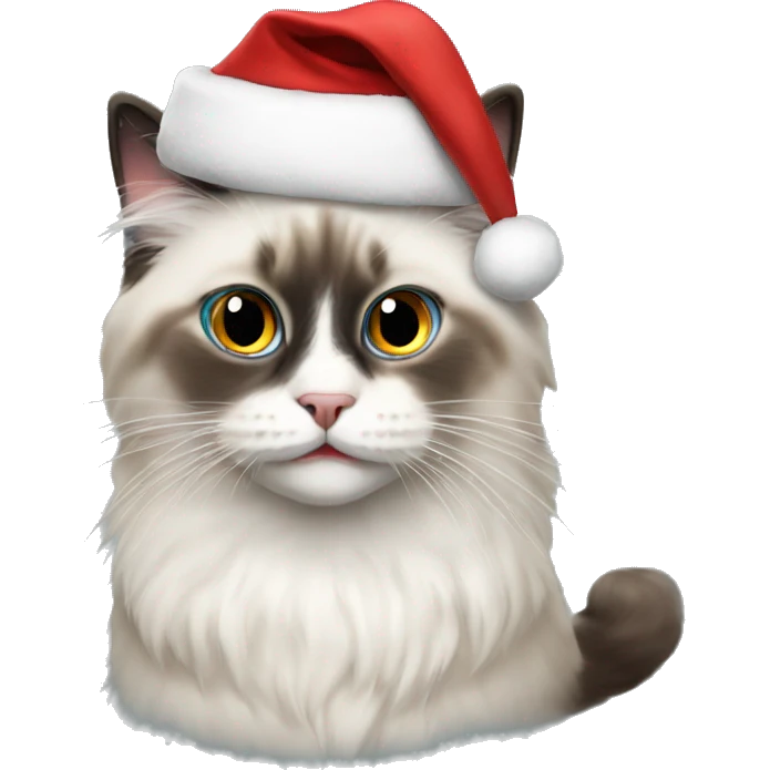 Ragdoll cat wearing a santa hat  emoji