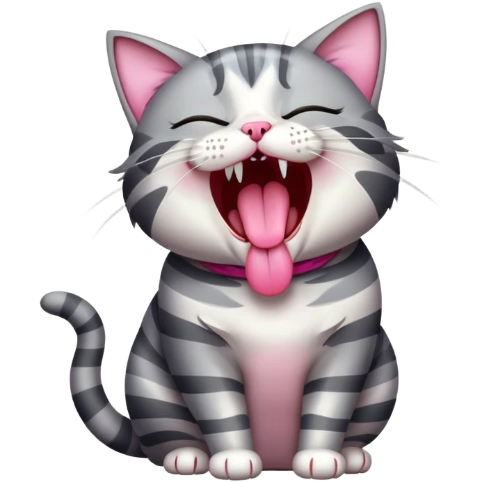 Серый полосатый кот, который зевает emoji